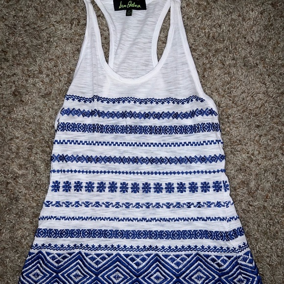 Sam Edelman Tops - Sam Edelman Blue White Embroidered Tank Top Shirt size XS